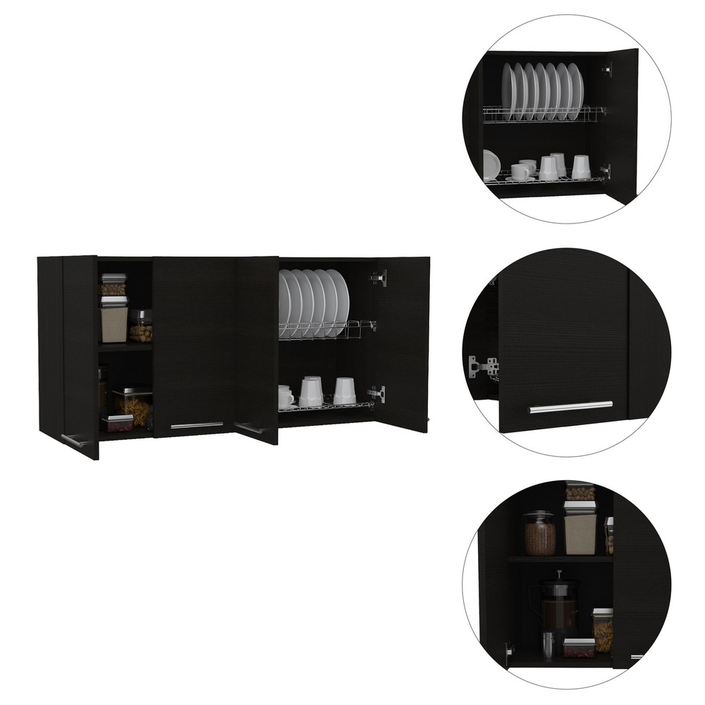 Rectangle Four Swing Doors Wall Cabinet Wenge