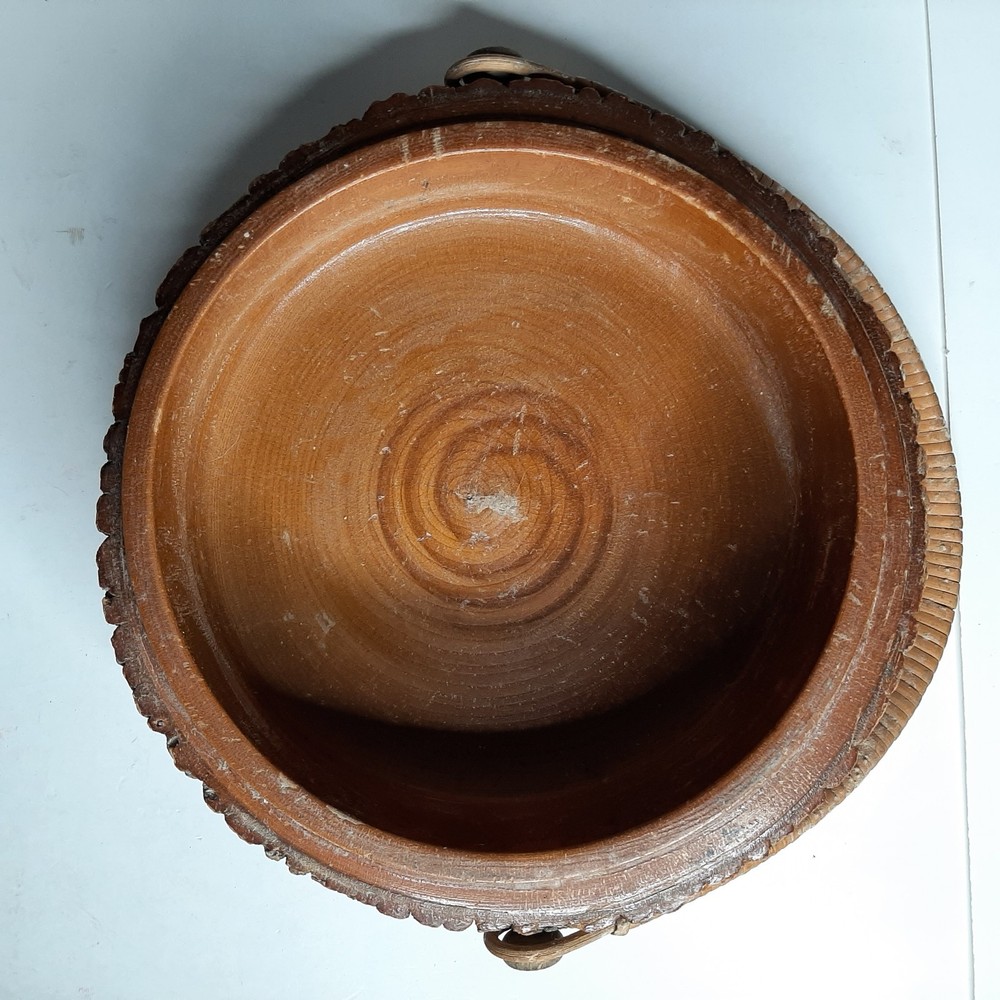 Wooden Nut Cracker Bowl Dish With Handle, Nutcracker, 3 Tools Bark Used