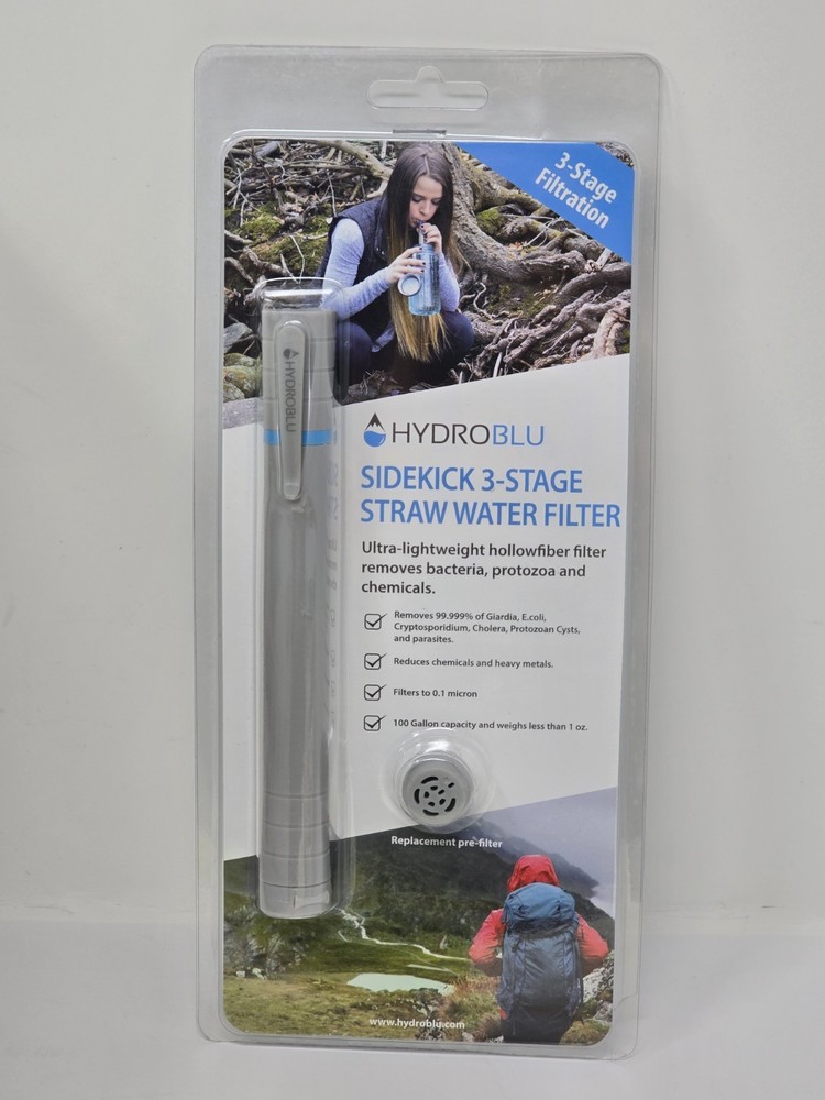 HydroBlu Sidekick 3-Stage Straw Water Filter - New