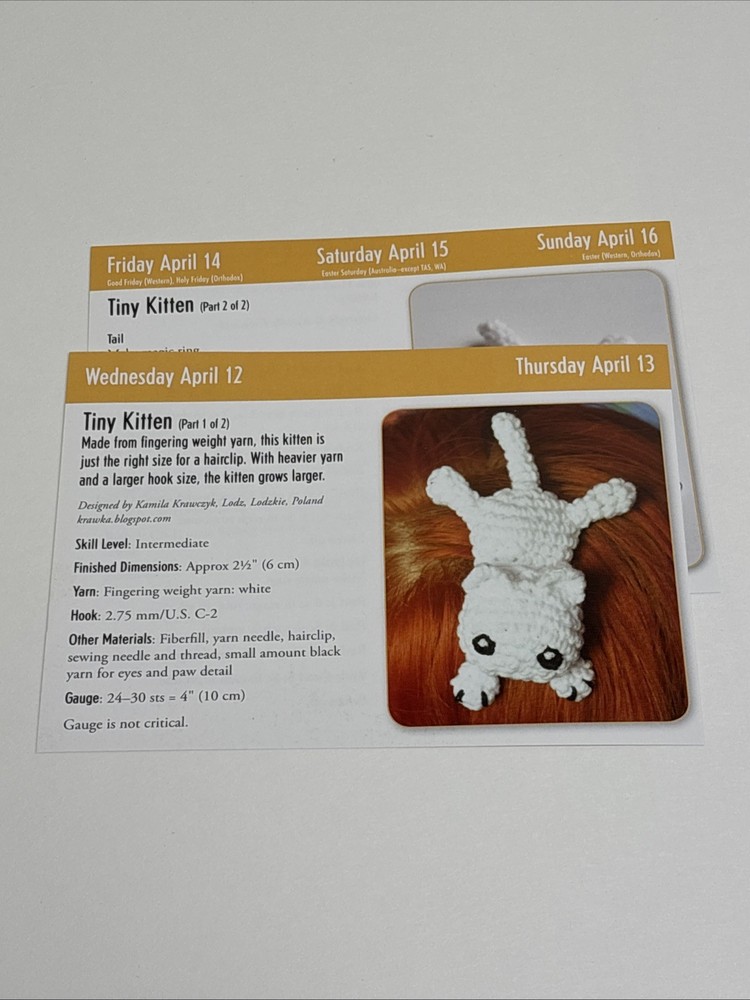 Tiny Kitten Crochet Pattern Cards Pages