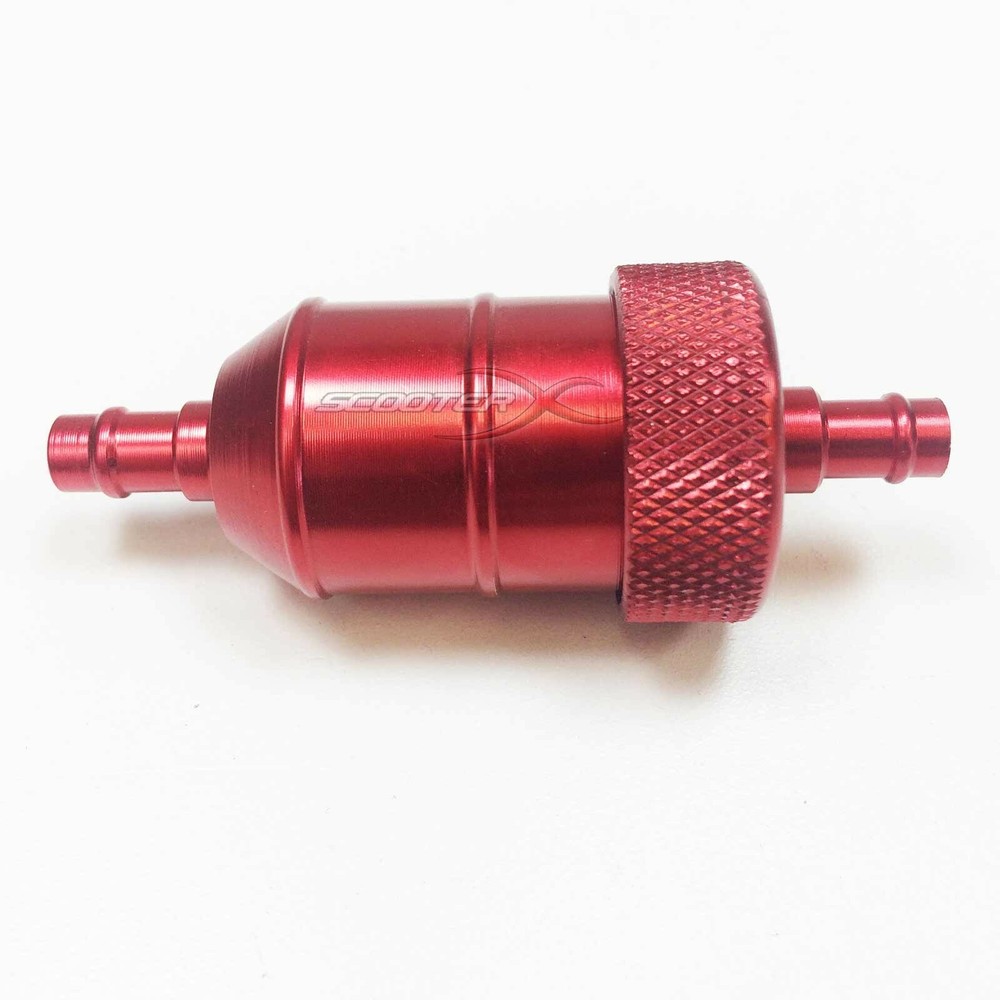 High Flow Fuel Filter Paper Element 1/4" MX Pit Bike Small Engine Anodized RED