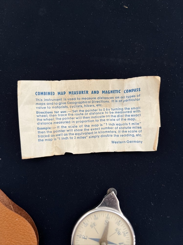 Vintage Map Measures ,Magnetic Compass And Automatic Pencil