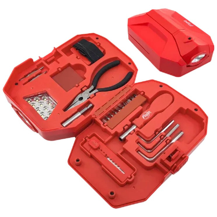 Flipo 24-Piece Tool Pod Tool Set With LED Dual Use Work Light & Headlamp