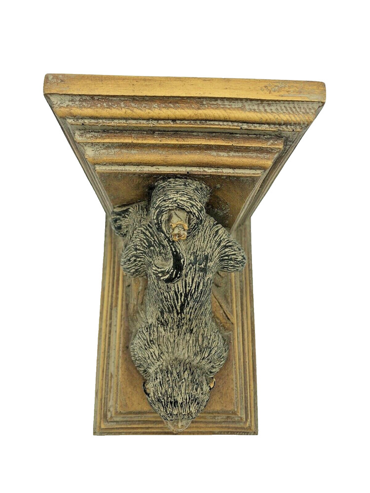 Vintage Decorative Distressed Wood Posing Monkey on a Tree Single Bookend GUC