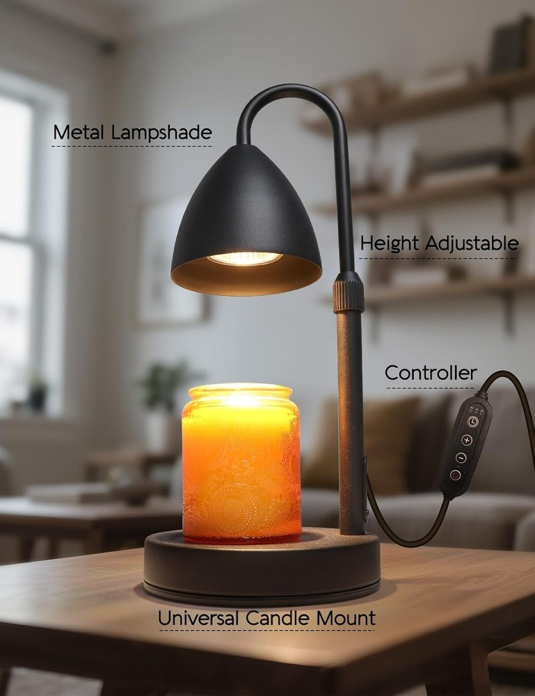 Candle Warmer Lamp with Timer, Dimmable & Adjustable Height Black Wax Melt gift