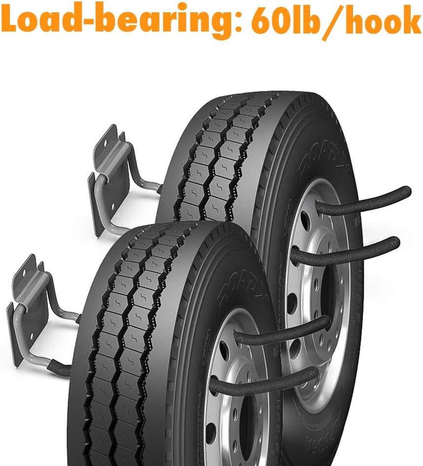 Garage Hooks Tool Organizer, 4 Pack 4-Pack 12 Wave Hooks, Black, Gray