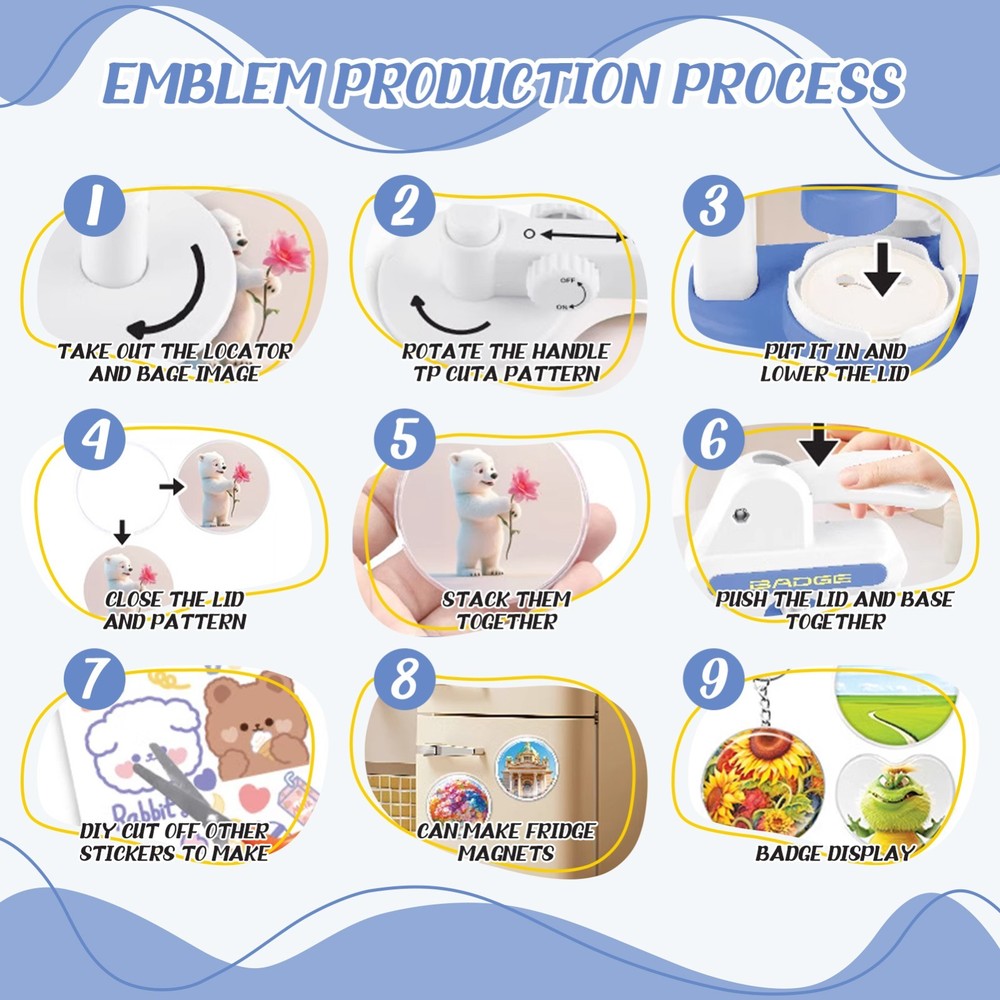 Button Pin Maker Machine for Small Business DIY Crafts Button Press Kit US