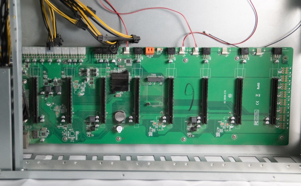 8 GPU Crypto Mining Rig 2000W PSU No GPUs Closed Case Intel Processor 4GB RAM