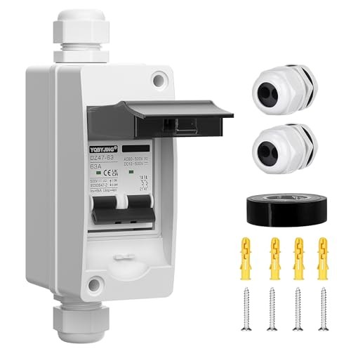 63 Amp DC Solar Panel Disconnect Switch AC Miniature Circuit Breaker Box 63A