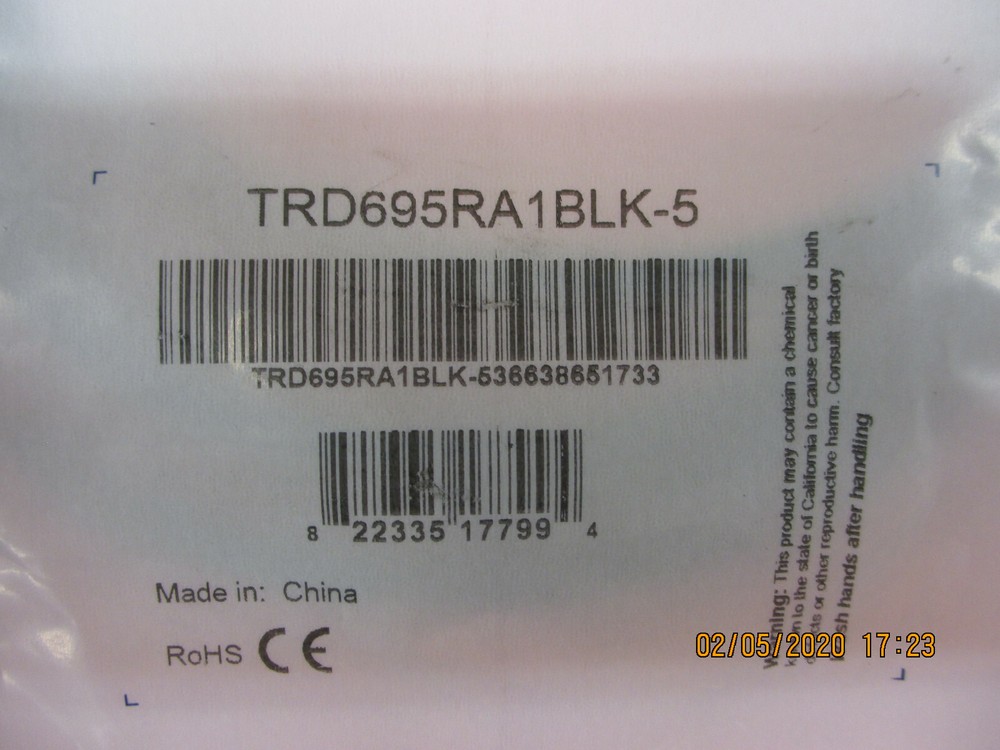 L-Com - TRD695RA1BLK-5 - CABLE, RJ45, DOWN EXIT, 5 FEET