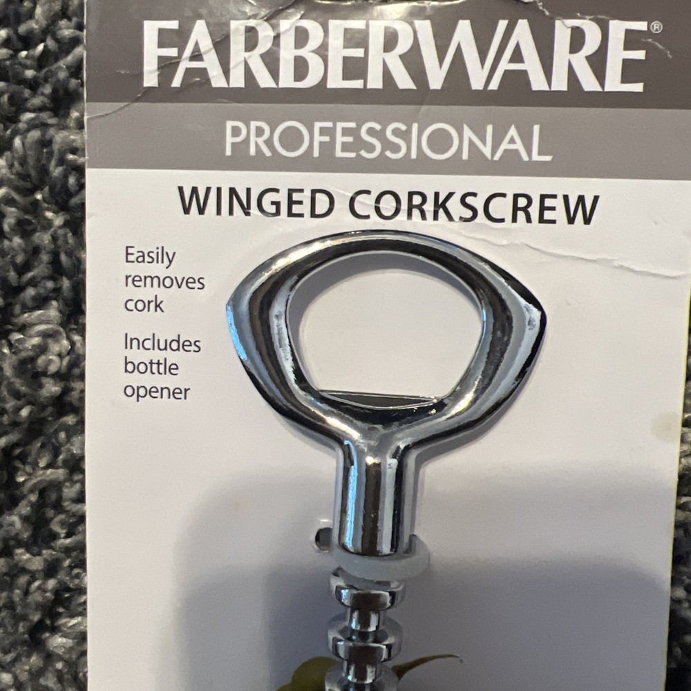Farberware Black Stainless Steel Wing Corkscrew NEW