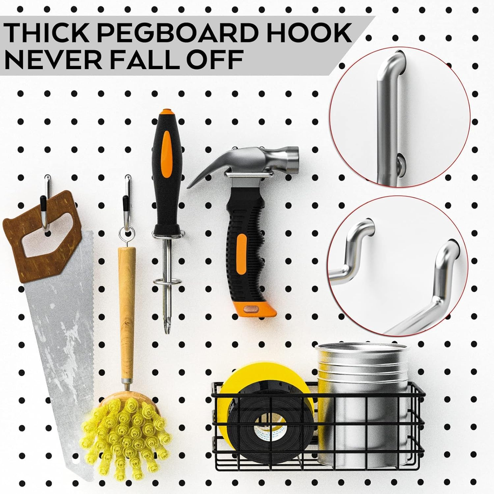 100 PCS Extra Thick Pegboard Accessories Kit, Heavy Duty Peg Board Hook Set with