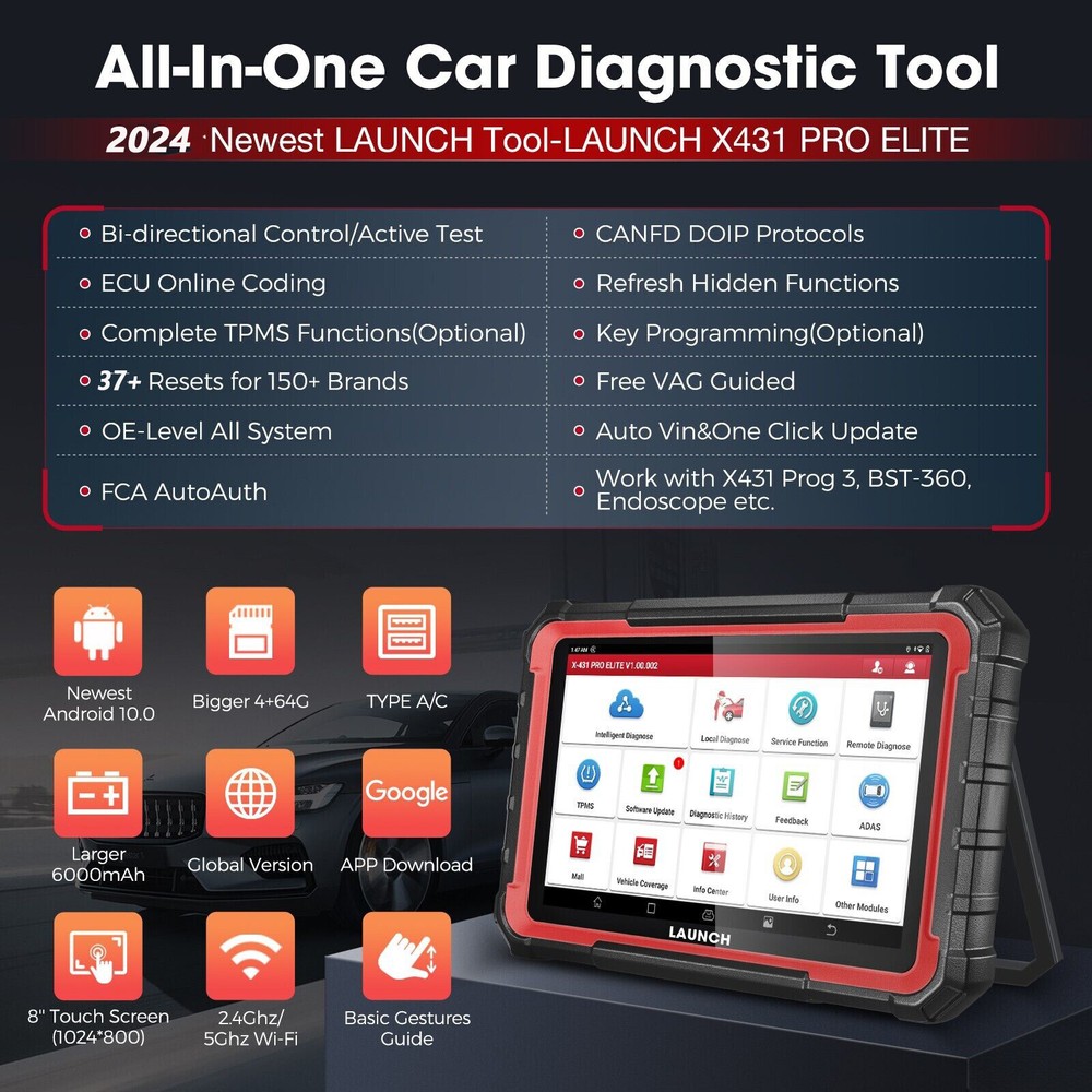 2025 LAUNCH X431 Pro Elite V+ PRO5 Bidirectional Car Diagnostic Scanner Coding