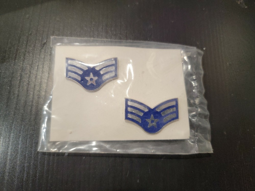 1970s - Modern US Air Force Rank Collar Brass Usaf Sergeant E-4 Pair 428
