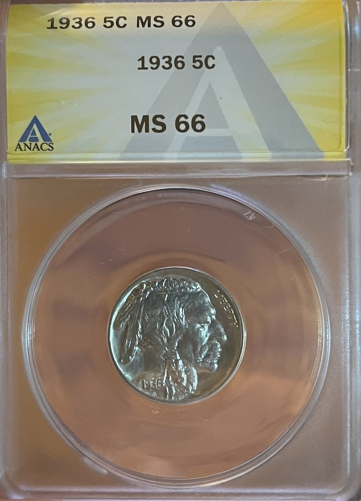 1936 Anacs MS66 PQ! Buffalo Nickel