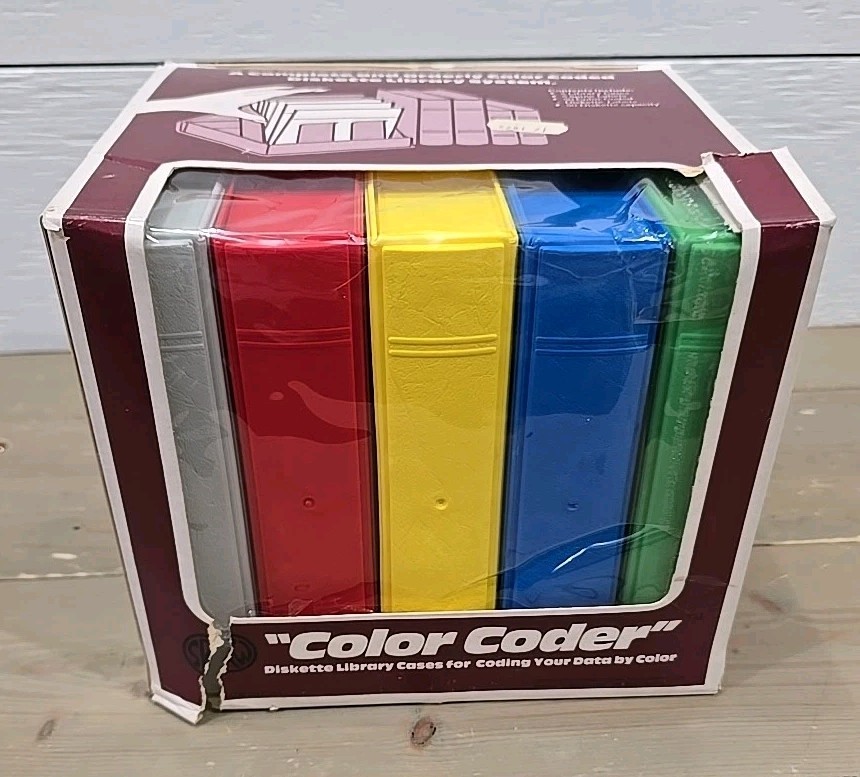 NOS SRW Color Coder 5.25” Diskette Library Cases Spine Labels Set for 50 Disks