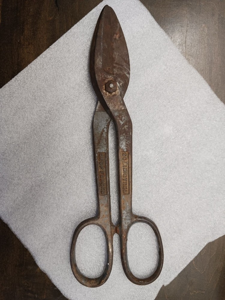 Vintage Solid Steel Shears Tin Snips 12"