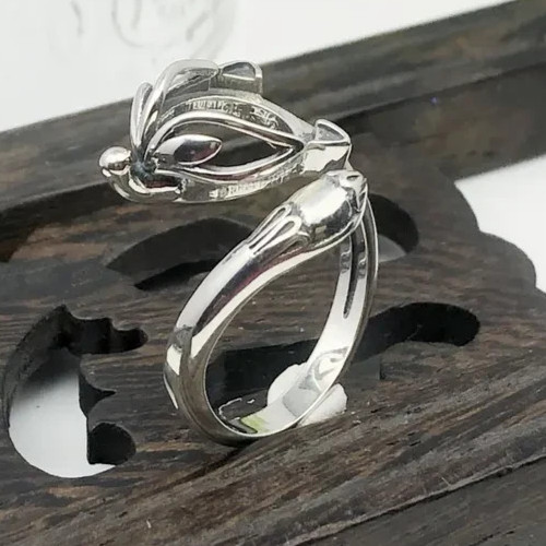 Adjustable Thai Sterling Silver Fox Ring Blank (10x10mm Round Blank)