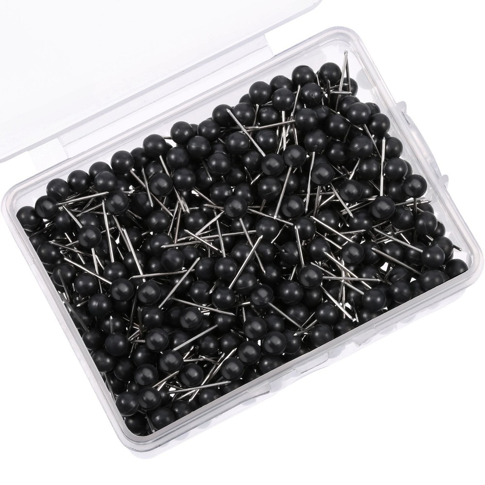 500 Pack Map Push Pins Bulk 1/8 Inch Black Tacks 1/ 8 Inch,