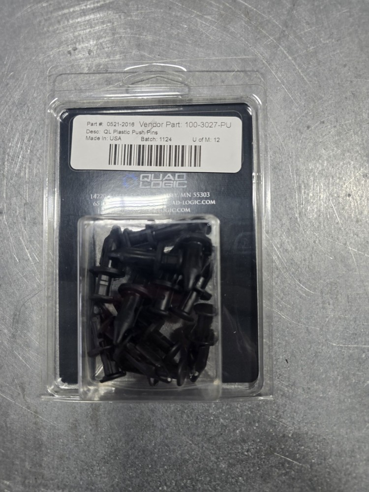 0521-2016 PUSH PINS, 12 PACK 100-3027-PU Push Rivets
