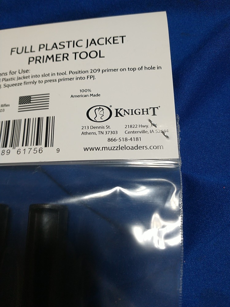 KNIGHT FULL PLASTIC JACKET PRIMER TOOL BLACK POWDER MUZZLELOADER NIP #M900103