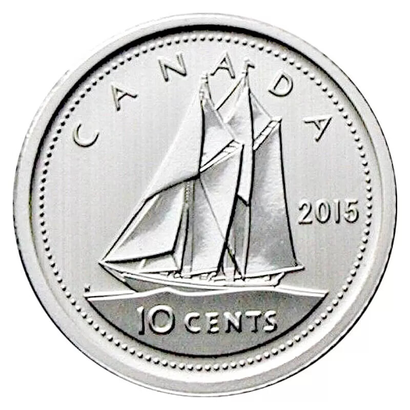 Canada 2015 10 Cent Bluenose Schooner Dime Coin BU