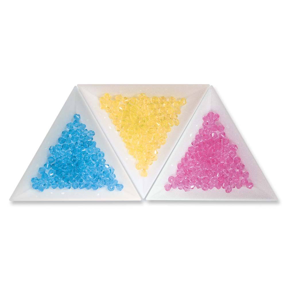 Tri-tray white plastic triangular beading trays, set of 3