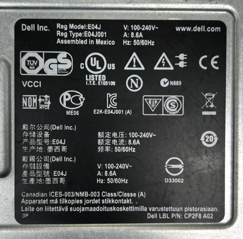 Dell EqualLogic PS4100 E04J 24SFF Storage Array 2x E09M001 Control Module 2x PSU