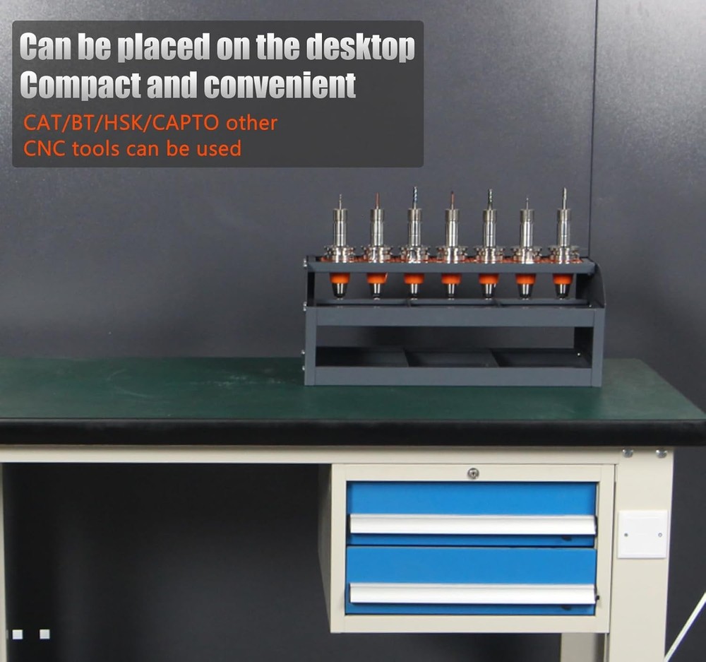 CAT 40 CNC Tool Organizer， 40 Taper Tool Folder on Desktop Randomly Placed， CNC