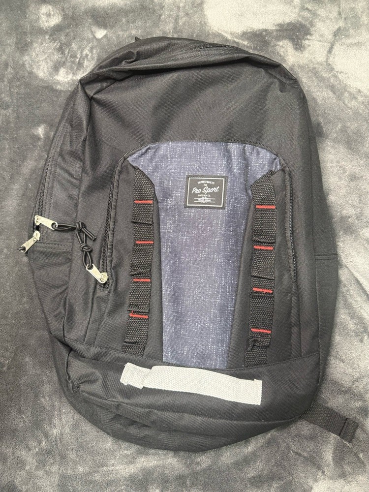 Pro Sport Black Gray  Backpack Zip Closure External Pockets Polyester