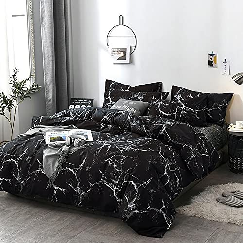 Bedding Set - Full 3 Pcs Comforter Set - Includes Full(80''*90'') Black Marble
