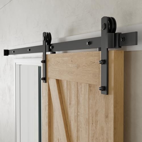 Heavy Duty 6ft Sliding Barn Door Hardware Kit - Smooth, Quiet, Easy Install, Fit