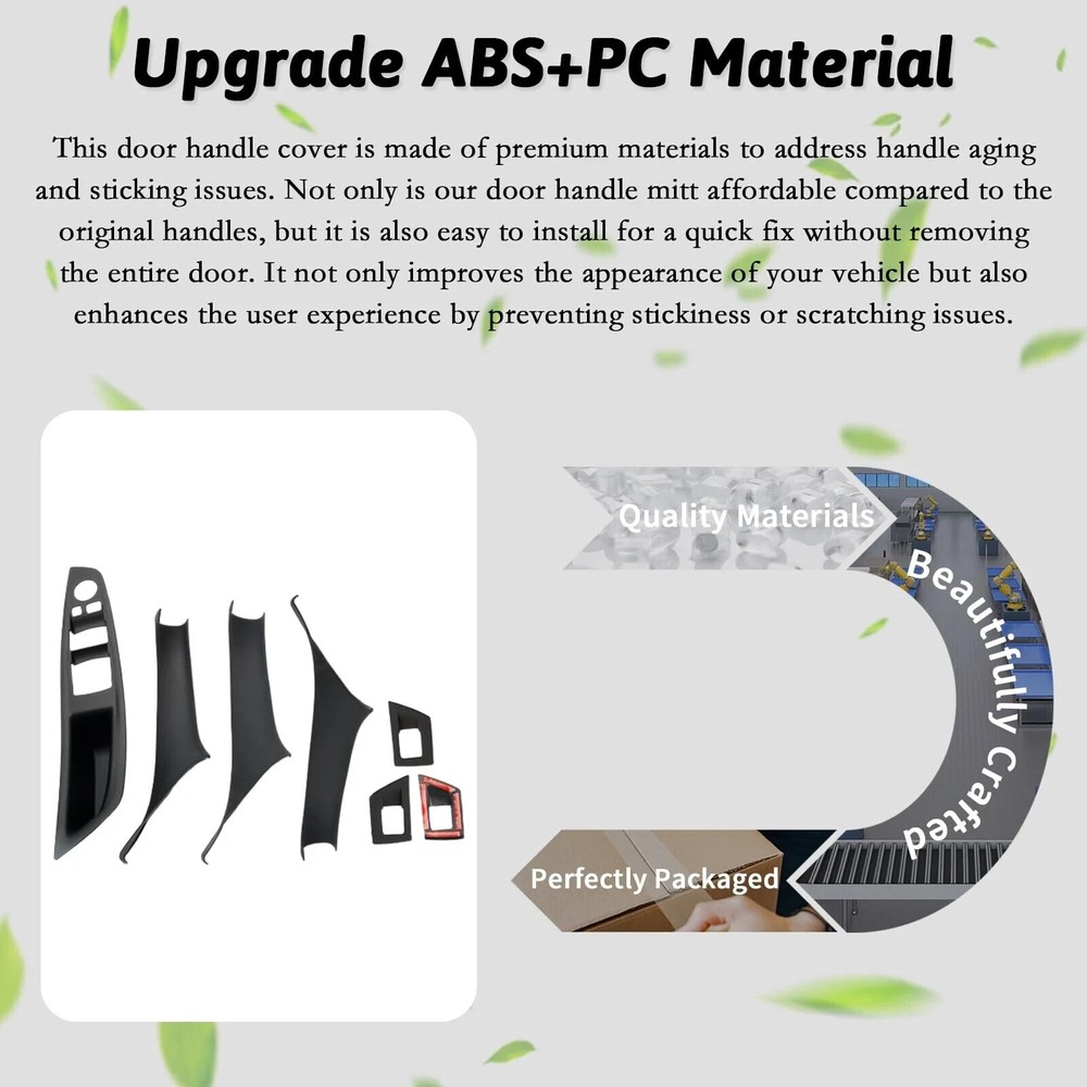 7pcs No-Remove Interior Door Pull Handle Sticky Cover for BMW 5 Series F10/F1...