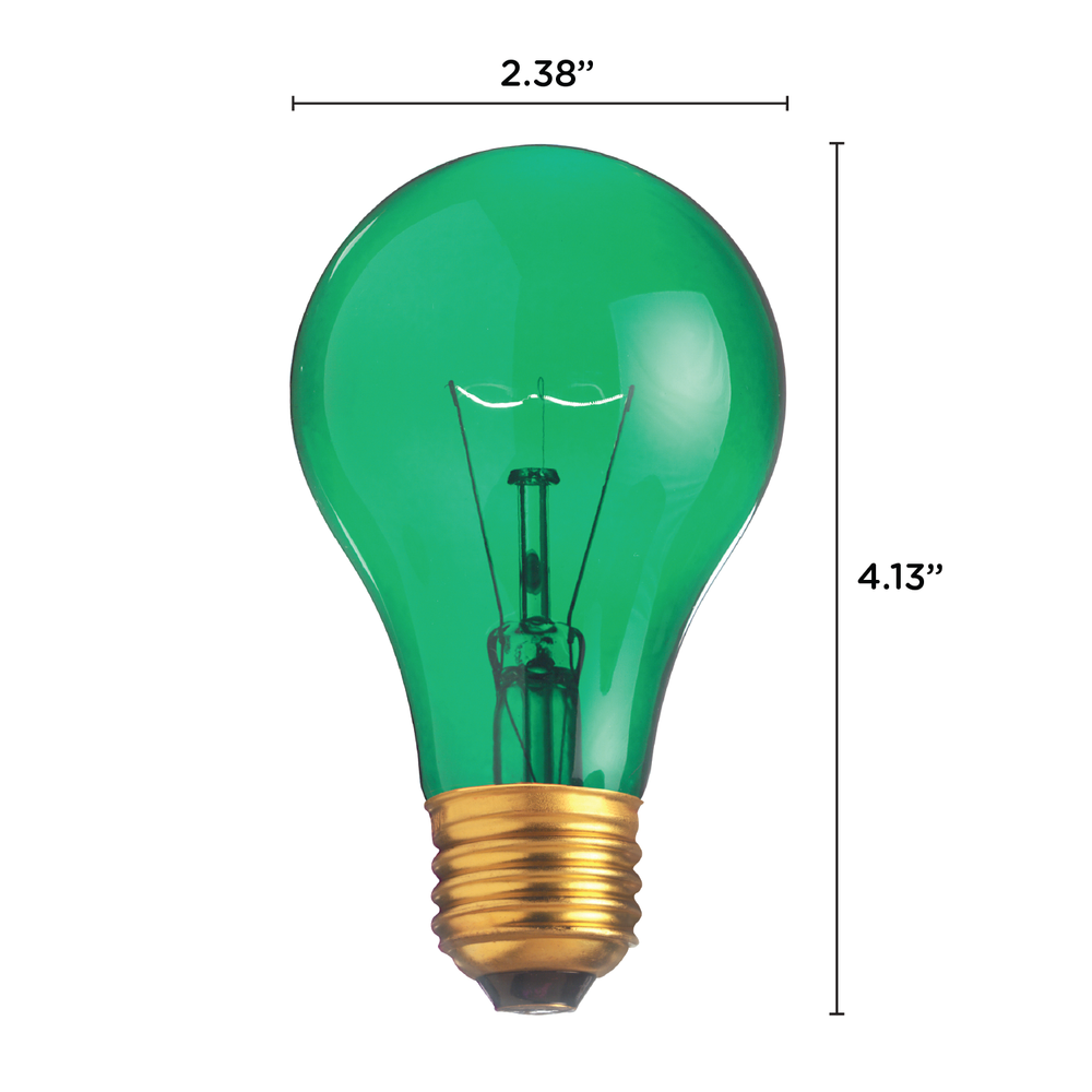 TRANSPARENT GREEN Bulb 130V =120V 25W A19 Medium E26 General Service Dimmable