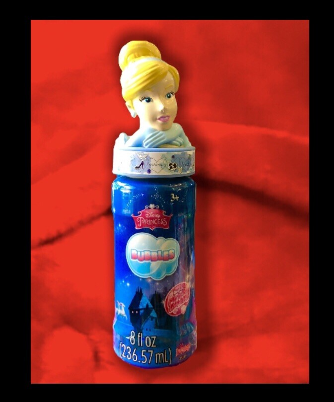 Disney Princess Cinderella super miracle bubbles 8oz,refillable With 3D Topper