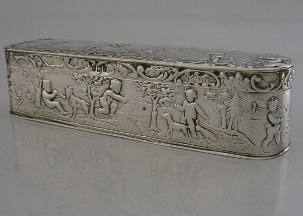 STUNNING ENGLISH IMPORT SOLID SILVER TABLE SNUFF TRINKET BOX 1901 ANTIQUE 88g