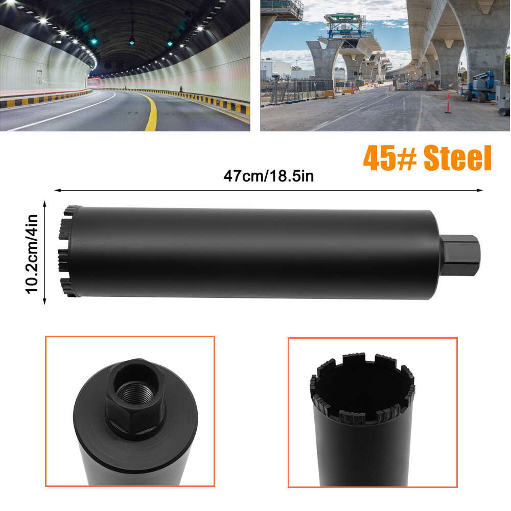 4" Core Drill Bit Wet Diamond Core Bit 15.7" Drilling Depth for Concrete Brick