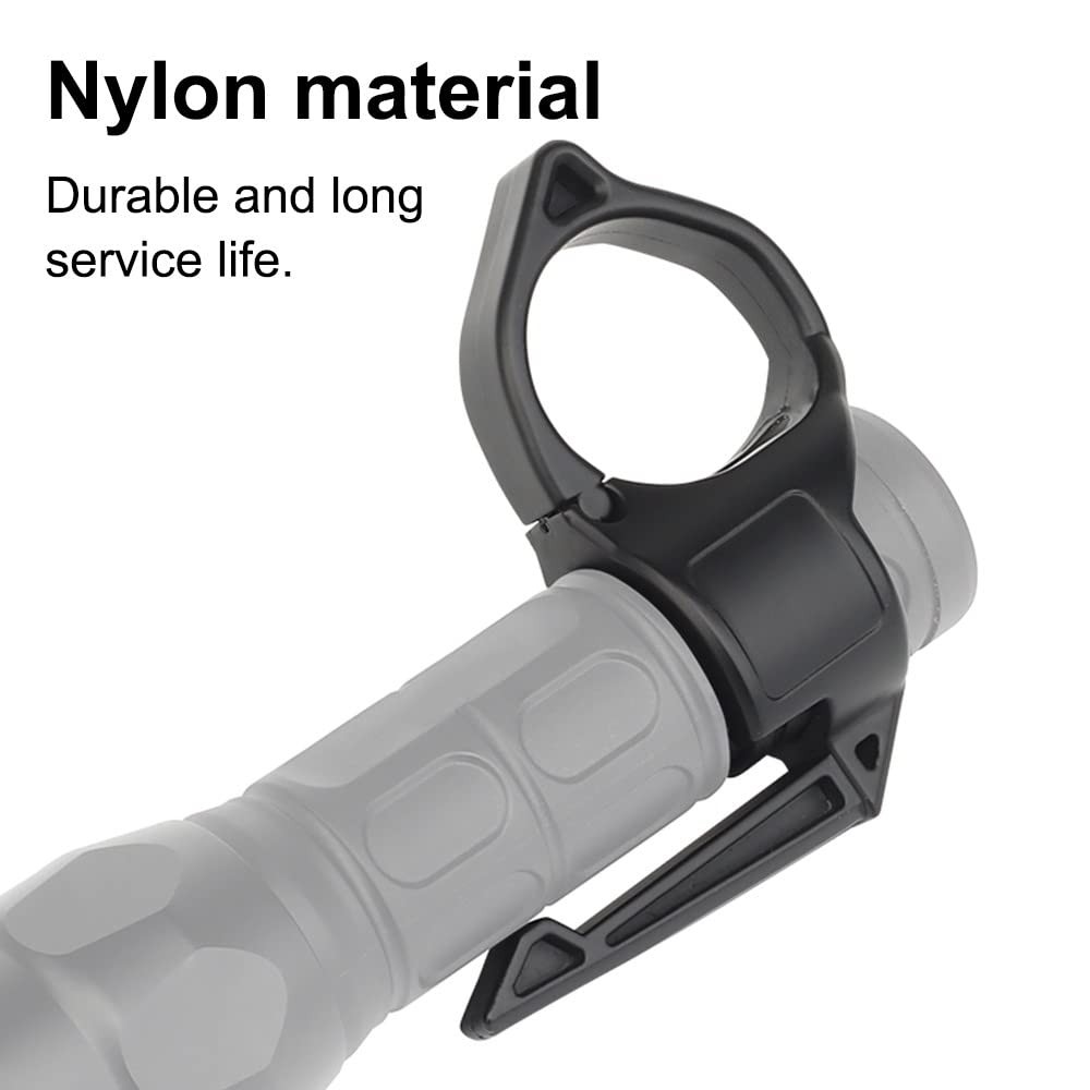 Tactical Flashlight Ring, Portable Holder with Pocket Clip Black