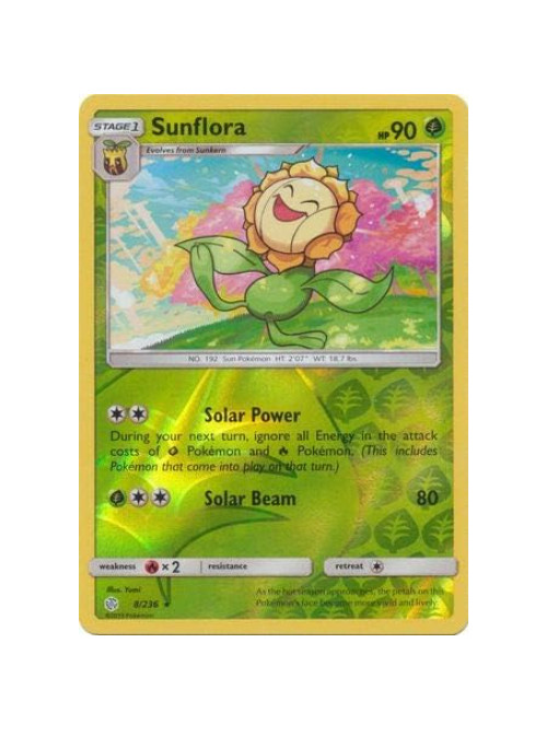 Sunflora - 8/236 - Reverse Holo Rare - Cosmic Eclipse - NM/M
