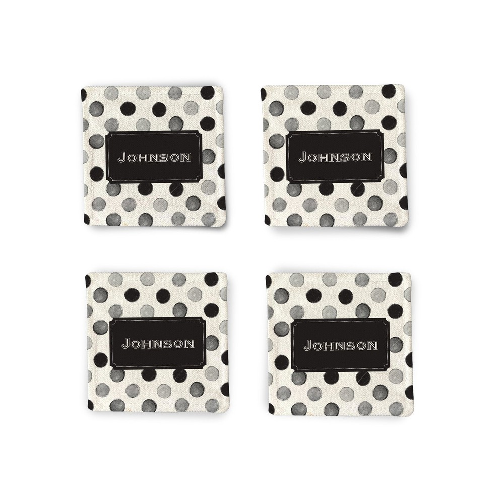 Fabric Coaster: Black Polkadot