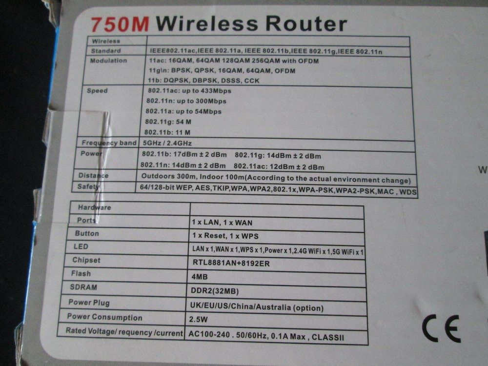 750M Wireless Router, U750AC, New Open Box