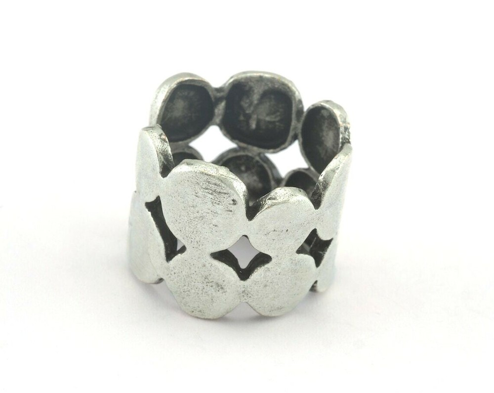 Adjustable Ring Antique Silver Plated brass (18mm 8US inner size) Oz3216