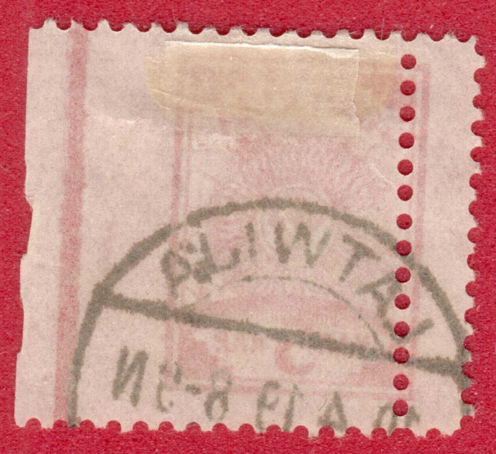 LATVIA missing perforation 5 Kop. 1919 Sc. 18 USED ERROR 6603