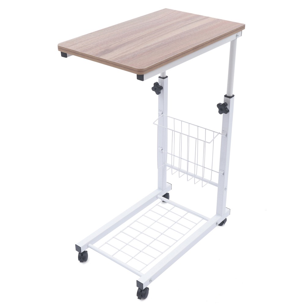 Adjustable Sofa Side Table C-Shaped End Table Laptop Holder Rolling Desk