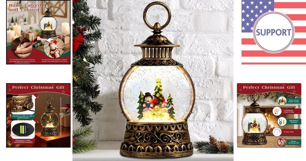 Charming Musical Snowman Snow Globe with Automatic Timer: Perfect Holiday Gift