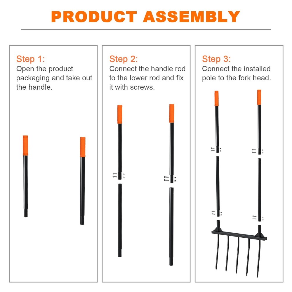 Broad Fork Garden Tool, Ergonomic Design - for Farms, Gardens, Vegetable plot...