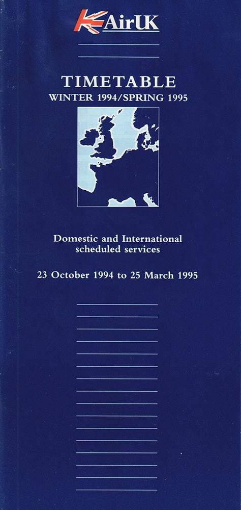 AirUK timetable timetable 1994/10/23