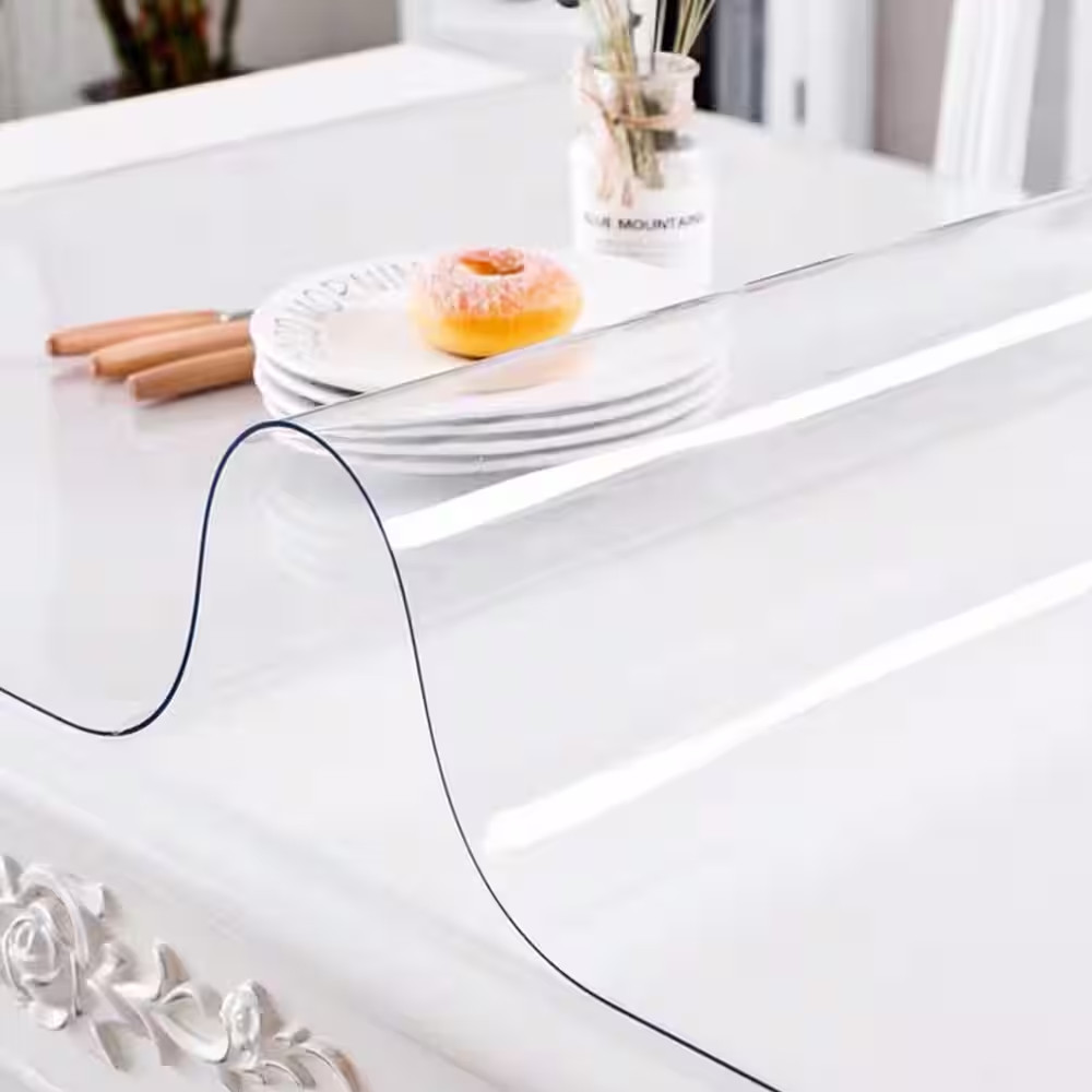 Plastic Table Cover 42 X 78 In. 2 Mm Thick PVC Clear Solid Table Protector Recta