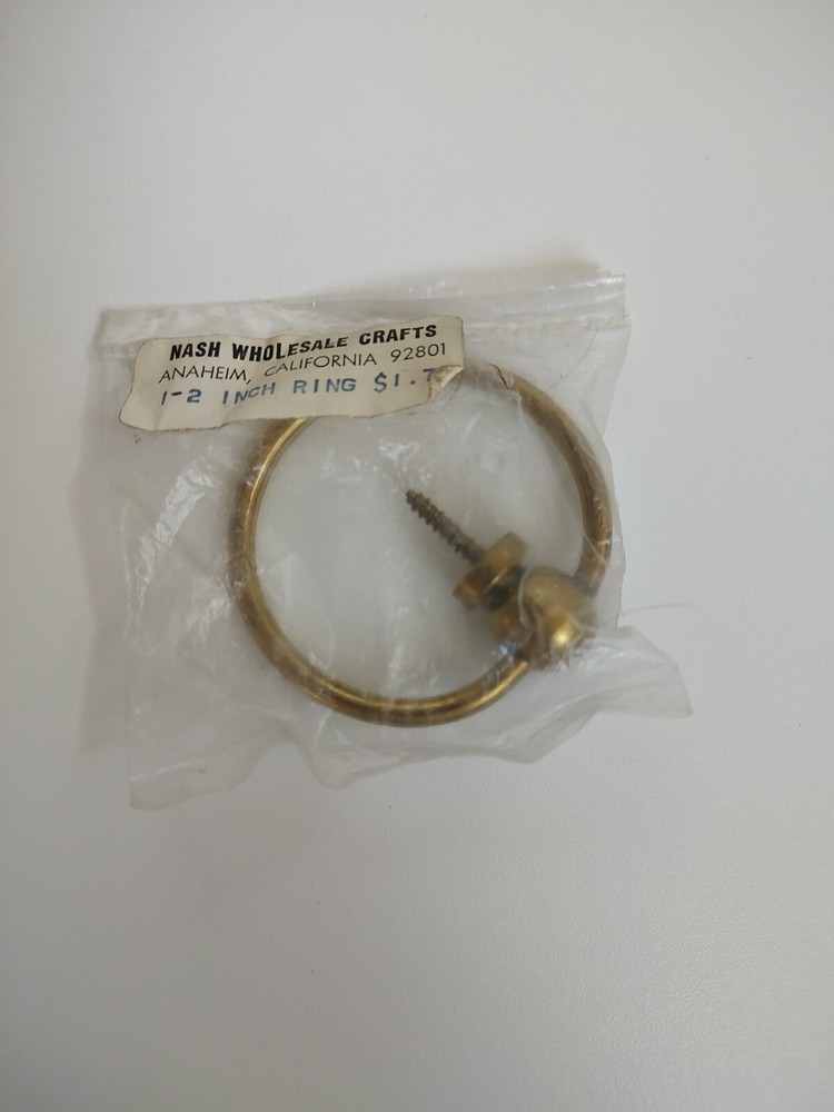 Ring and Post - Gold Color - 2" - Original Package - Hanger
