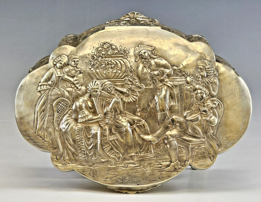Large 19C German Repousse Silver Box